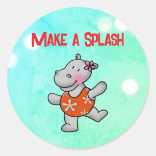 Mach einen großen Auftritt Hippopotamus Geburtstag Runder Aufkleber