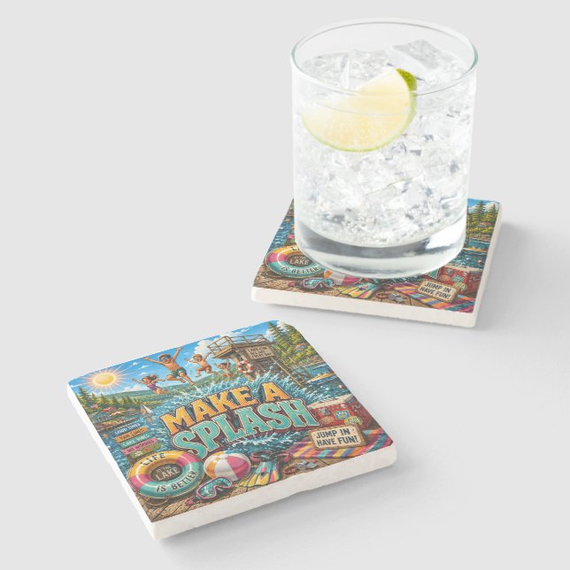 Mach einen Spritzer Steinuntersetzer (Seitenansicht)