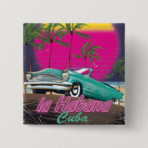 Mach einen Trip nach Kuba Reto 1985 Poster Button