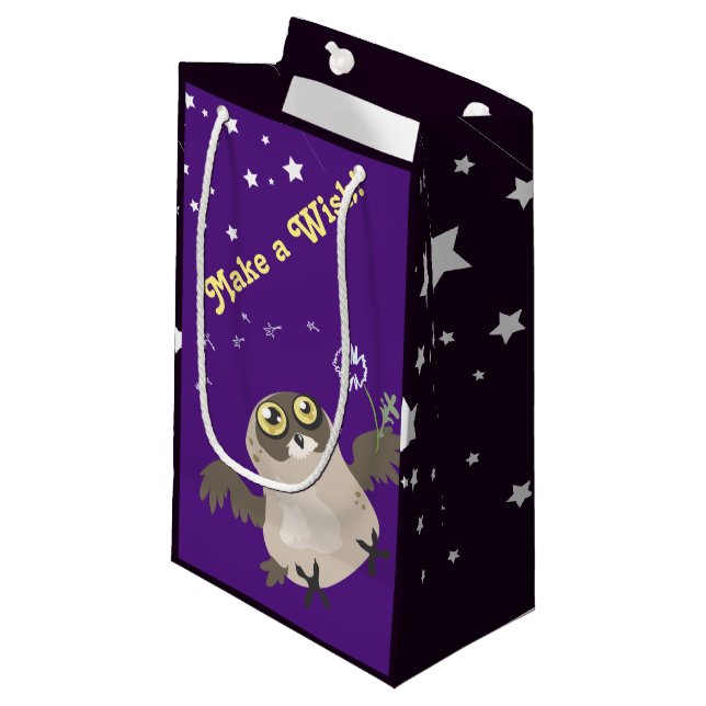 Mach einen Wunsch! Eule Kleine Geschenktüte (Vorderseite Schrägansicht)