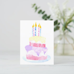 Mach einen Wunsch Wasserfarben Happy Birthday Ku Postkarte