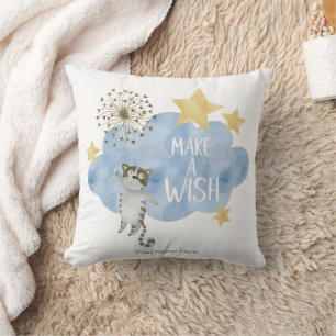 Mach einen Wunsch Zitat Katze Stern Wolke Kinderzi Kissen