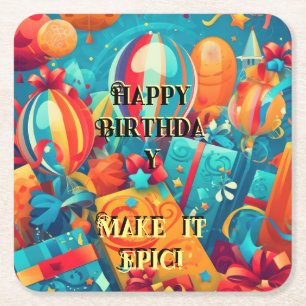 Mach es episch! rechteckiger pappuntersetzer