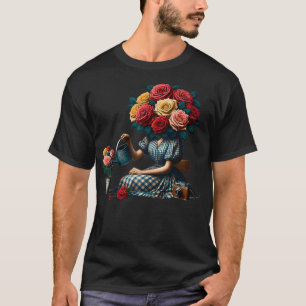 Mach mal Pause Blumenmädchen Surrealer Collage Sel T-Shirt