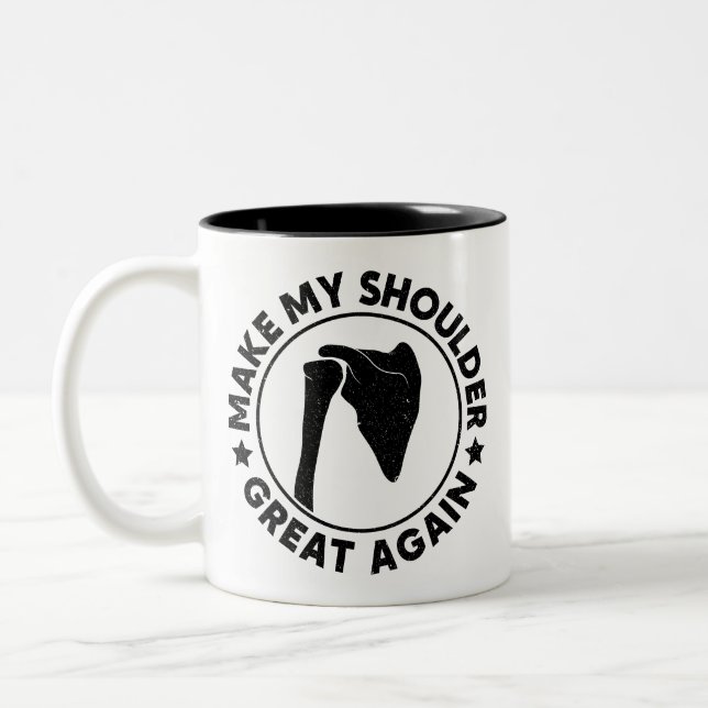 Mach meine Schulter wieder so groß wie die sonnige Zweifarbige Tasse (Links)