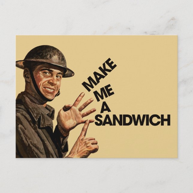 Mach mir ein Sandwich Postkarte (Vorderseite)