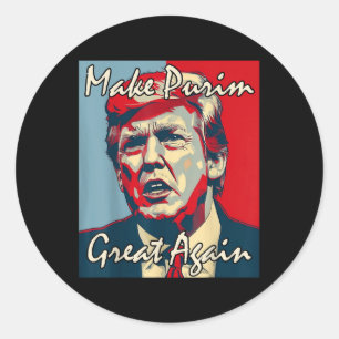 Mach Purim wieder groß Trump Purim Costume Party J Runder Aufkleber