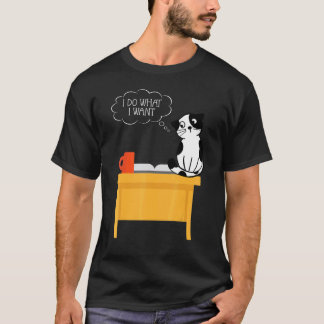 Mach Was Ich Will Vintage-Katze Auf Schreibtisch R T-Shirt