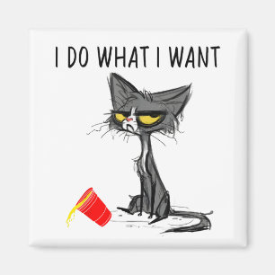 Mach Was Ich Will Vintage Schwarze Katze Rote Tass Magnet