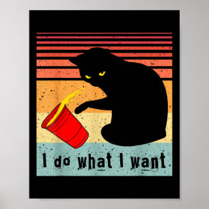 Mach Was Ich Will Vintage Schwarze Katze Rote Tass Poster