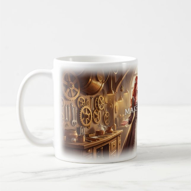⚙️ Mach Wunder Steampunk-Werkstatt-Mug Kaffeetasse (Links)