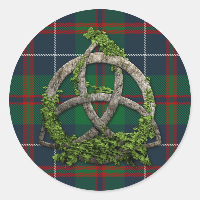 MacHardy Tartan und Celtic Trinity Knot Runder Aufkleber (Vorderseite)