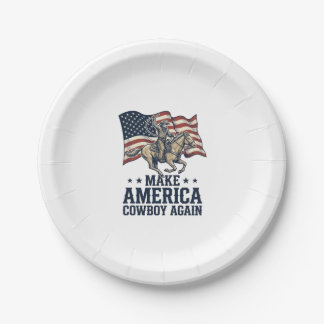 Mache Amerika wieder Cowboy-Patriotisches Western- Pappteller
