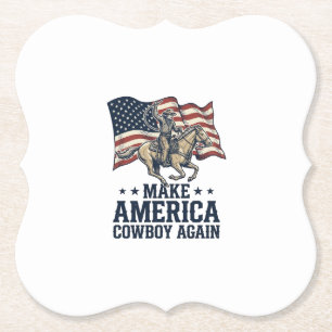Mache Amerika wieder Cowboy-Patriotisches Western- Untersetzer