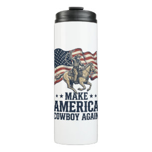 Mache Amerika wieder zum Cowboy Patriotisches West Thermosbecher