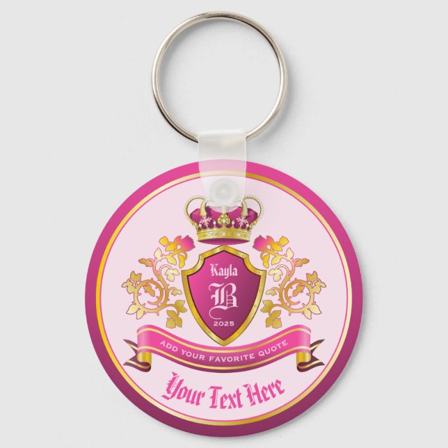 Mache deinen eigenen Coat von Arms Gold Crown Pear Schlüsselanhänger (Vorderseite)