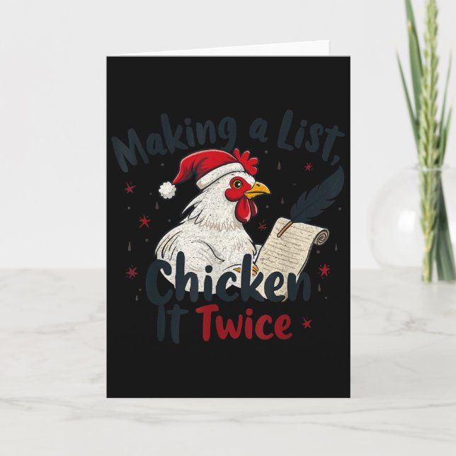 Mache eine Liste Hühnchen zweimal lustiges Huhn Ch Karte (Vorderseite)