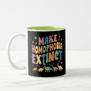 Mache Homophobie ausgestorben Dinosaurier Stolz LG Zweifarbige Tasse