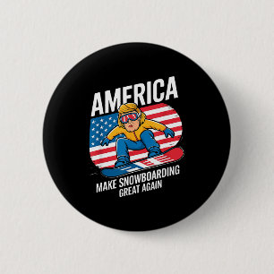 Mache Snowboarden groß Donald Trump - USA Skifahre Button