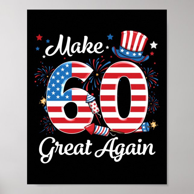 Machen Sie 60 große amerikanische Flagge zum 60. G Poster (Vorne)