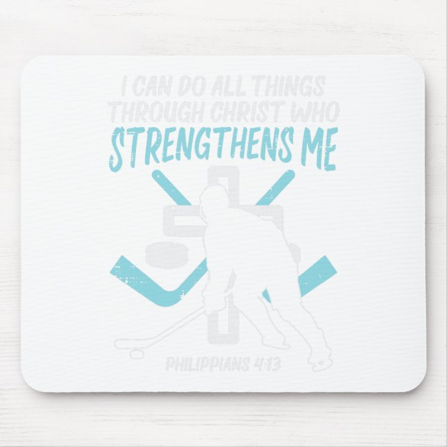 Machen Sie alles Eishockey Christlich Player Goali Mousepad (Vorne)