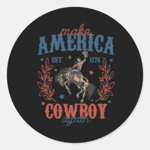 Machen Sie Amerika Western Cowboy wieder Retro 4.  Runder Aufkleber