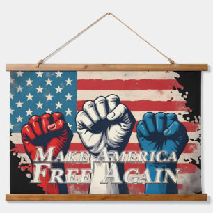 Machen Sie Amerika wieder frei von Kunstwerken Wandteppich Mit Holzrahmen