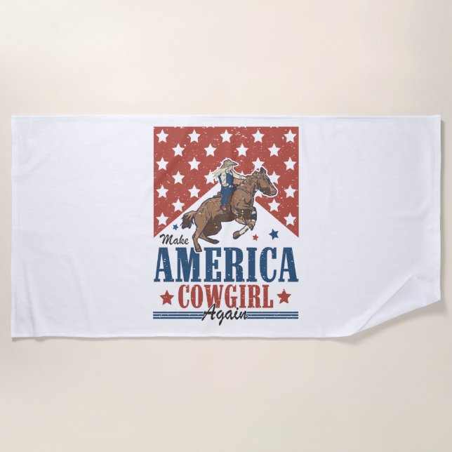 Machen Sie Amerika zum Cowgirl Strandtuch (Vorderseite)