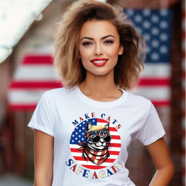Machen Sie Cats Safe wieder USA Wahl 2024 Spaß T-Shirt (Von Creator hochgeladen)