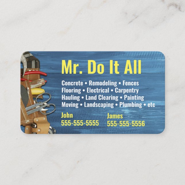Machen Sie das alles Handyman Business Card Visitenkarte (Vorderseite)