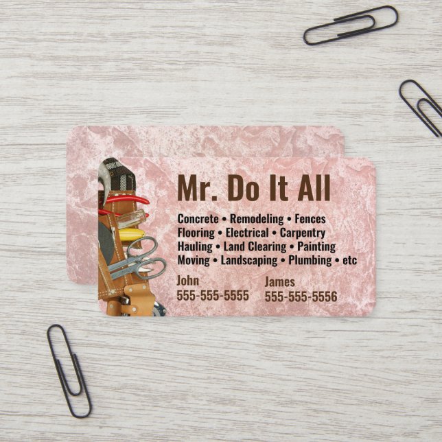 Machen Sie das alles Handyman Business Card Visitenkarte (Vorderseite/Rückseite Beispiel)