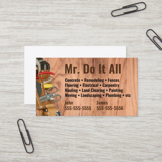 Machen Sie das alles Handyman Business Card Visitenkarte (Vorderseite/Rückseite Beispiel)