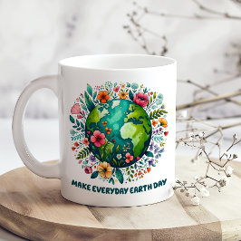 Machen Sie den floralen Planeten des Tages der Erd Kaffeetasse