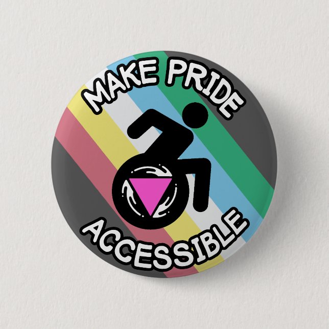 Machen Sie den Stolz auf Quee LGBTQ mit Behinderun Button (Vorderseite)