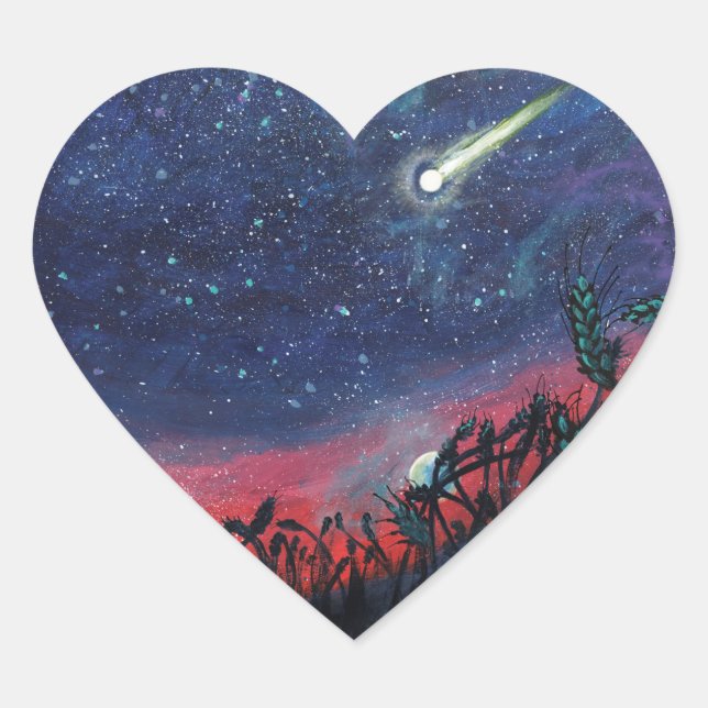 Machen Sie einen Wunsch auf dem Shooting Star Herz-Aufkleber (Vorderseite)