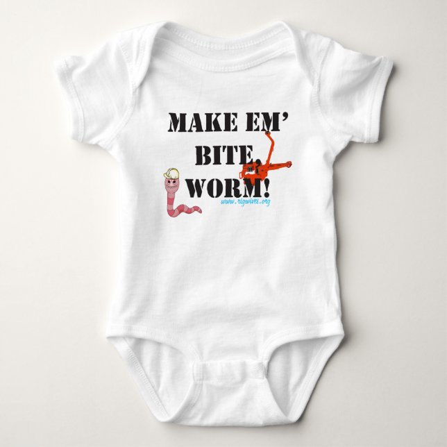 Machen Sie Em Biss-Wurm! Baby Strampler (Vorderseite)