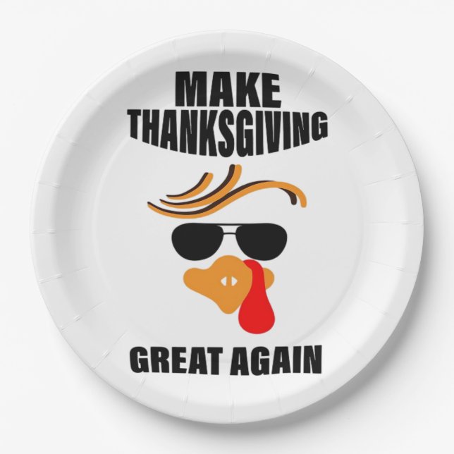 Machen Sie Erntedank wieder groß, Funny Turkey Ges Pappteller (Vorderseite)
