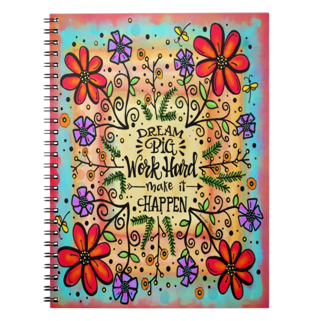 Machen Sie es geschehen floral Inspiration Girly F Notizblock (Vorderseite)