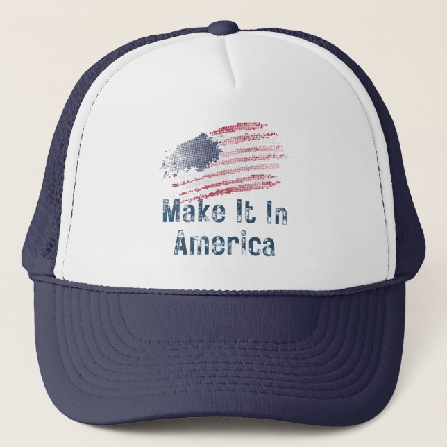Machen Sie es in Amerika stylisierte Flagge Truckerkappe (Vorderseite)
