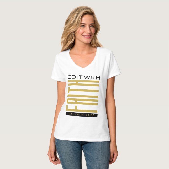 Machen Sie es mit den biblischen Frauen V-Neck T-Shirt (Vorderseite Vollansicht)