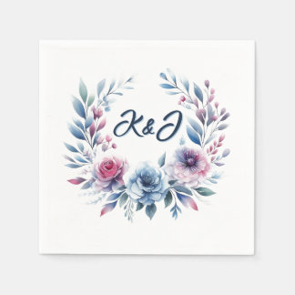 Machen Sie es rosa und blauer Blumenreath Napkins Serviette