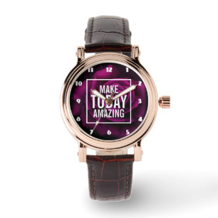 Machen Sie heute Phantastische Lila Rose Inspirati Armbanduhr