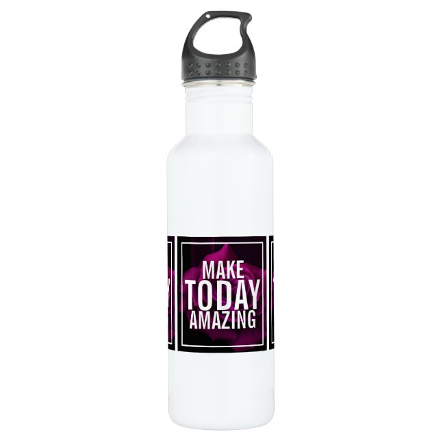 Machen Sie heute Phantastische Lila Rose Inspirati Edelstahlflasche (Vorderseite)