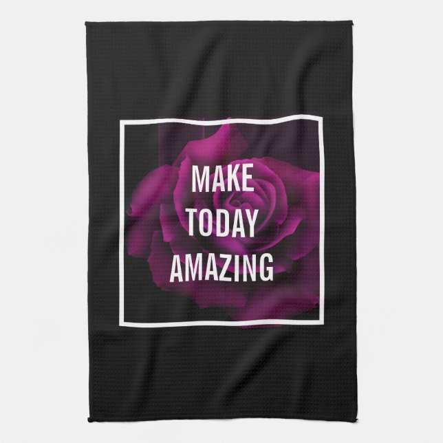 Machen Sie heute Phantastische Lila Rose Inspirati Geschirrtuch (Vertikal)