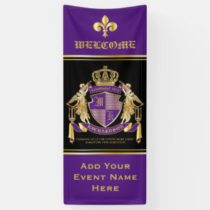 Machen Sie Ihr Coat des Arms Gold Engel Lila Emble Banner
