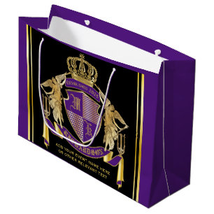 Machen Sie Ihr Coat des Arms Gold Engel Lila Emble Große Geschenktüte
