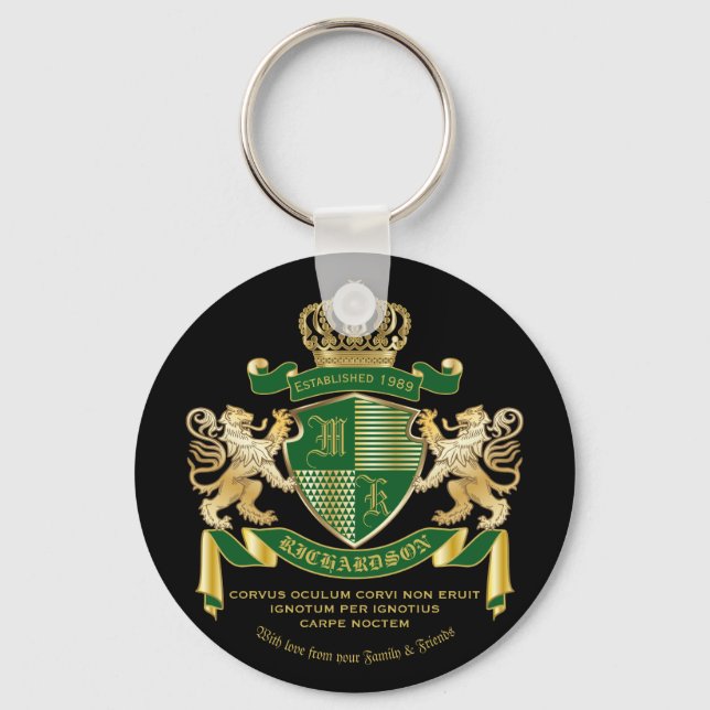 Machen Sie Ihr eigenes Coat von Arms Green Gold Li Schlüsselanhänger (Vorderseite)