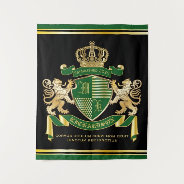 Machen Sie Ihr eigenes Coat von Arms Green Gold Li Wandteppich (Vorderseite)
