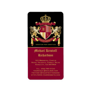 Machen Sie Ihr eigenes Coat von Arms Red Gold Löwe Adressaufkleber
