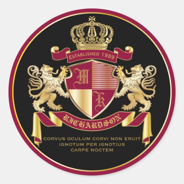 Machen Sie Ihr eigenes Coat von Arms Red Gold Löwe Runder Aufkleber (Vorderseite)